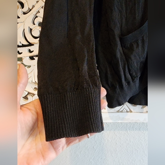 Black Knit Cardigan with Ribbed Details - Picture 10 of 15